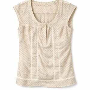 Eddie Bauer Cream Ruched Cap Sleeve Blouse - S